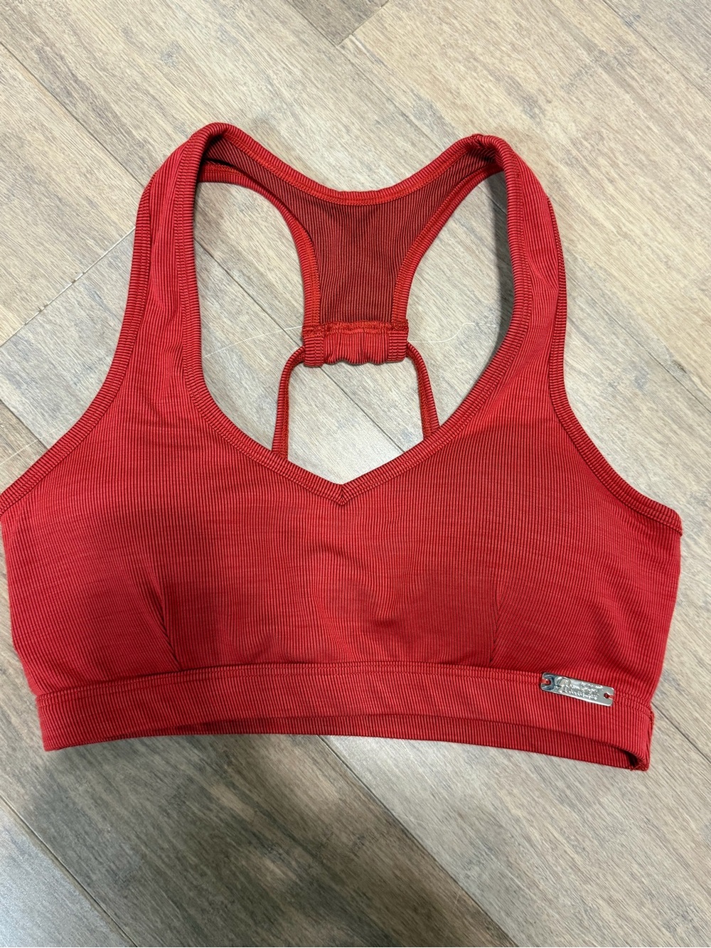 Bombshell Sportswear Ribbed Red Racerback Sports Bralette